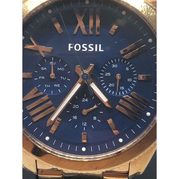 Fossil AM4566 Women's Stainless Steel Analog Blue Dial Quartz Wrist Watch RK342 - Picture 2 of 12